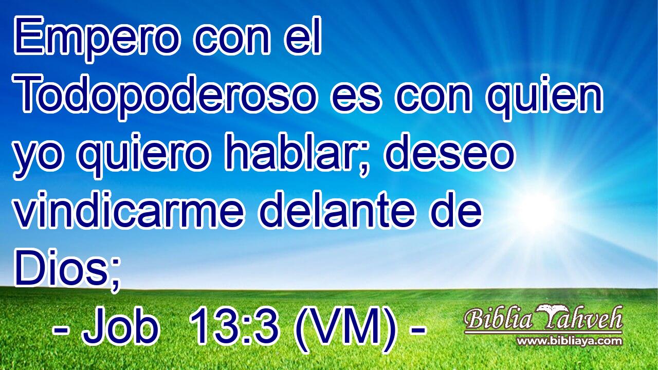  Empero con el Todopoderoso es con quien yo quiero hablar; deseo vindicarme delante de Dios; 
