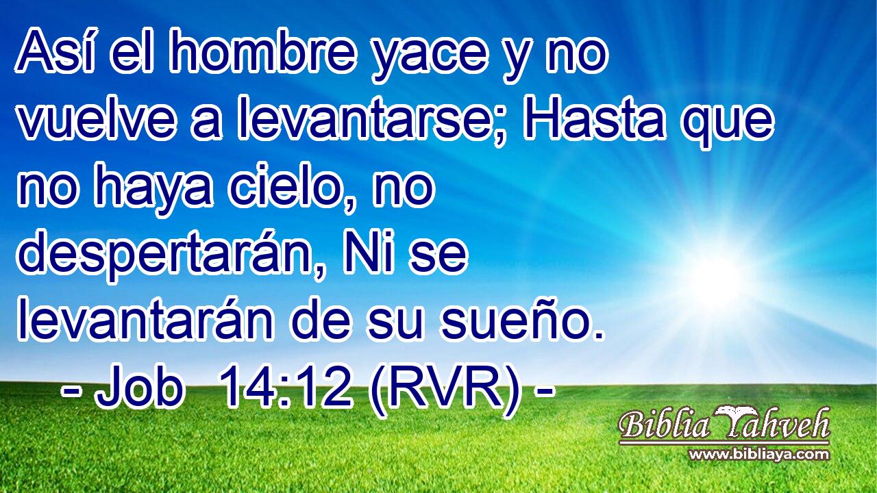 Así el hombre yace y no vuelve a levantarse; Hasta que no haya cielo, no despertarán, Ni se levantarán de su sueño.