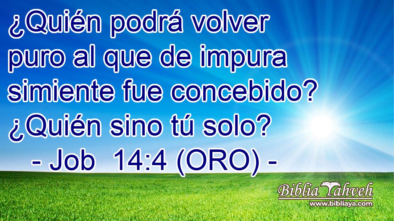  ¿Quién podrá volver puro al que de impura simiente fue concebido? ¿Quién sino tú solo? 