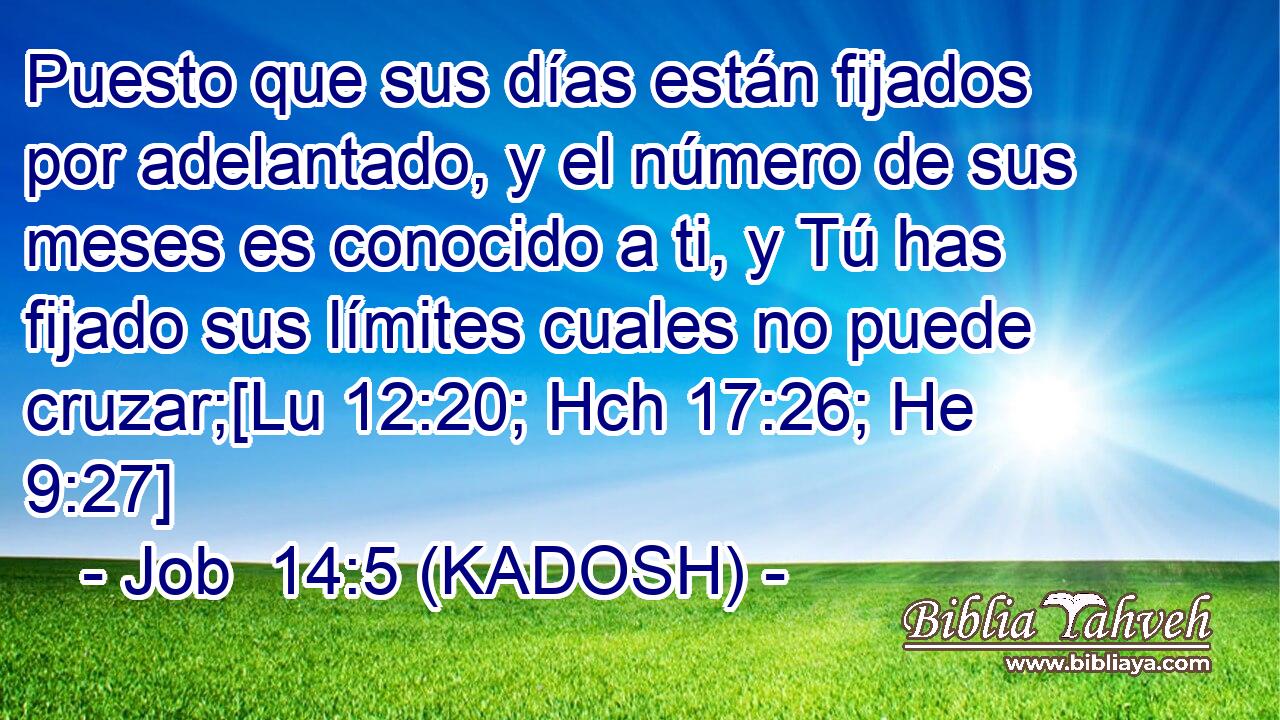  Puesto que sus días están fijados por adelantado, y el número de sus meses es conocido a ti, y Tú has fijado sus límites cuales no puede cruzar;[Lu 12:20; Hch 17:26; He 9:27] 