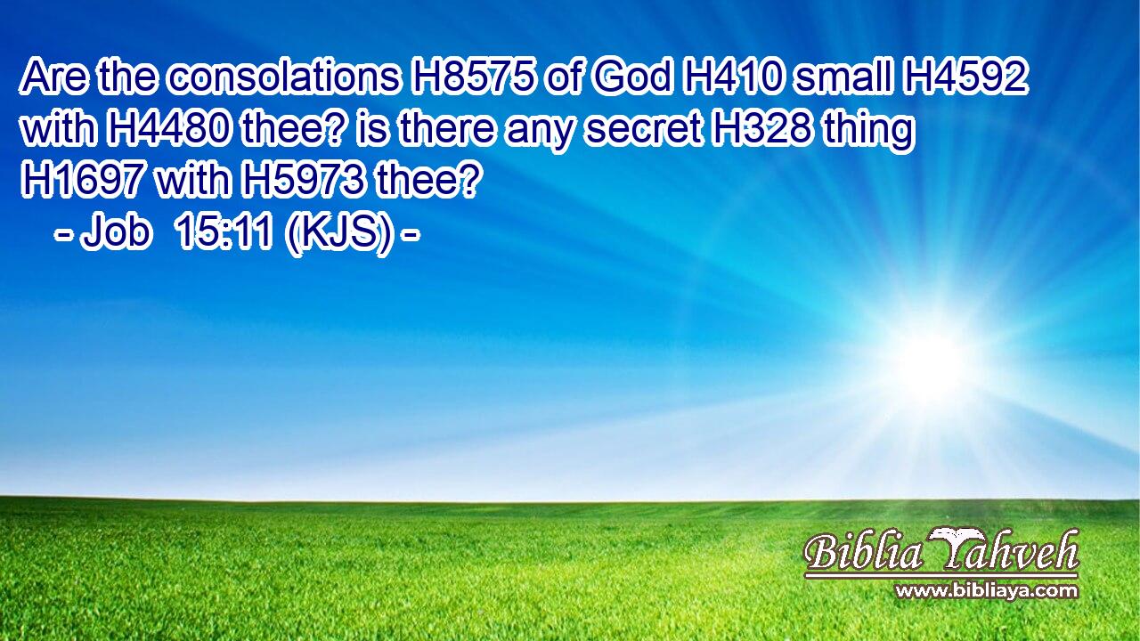 Are the consolations H8575 of God H410 small H4592 with H4480 thee? is there any secret H328 thing H1697 with H5973 thee?