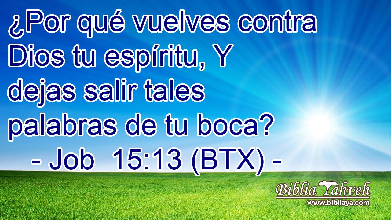 ¿Por qué vuelves contra Dios tu espíritu, Y dejas salir tales palabras de tu boca?