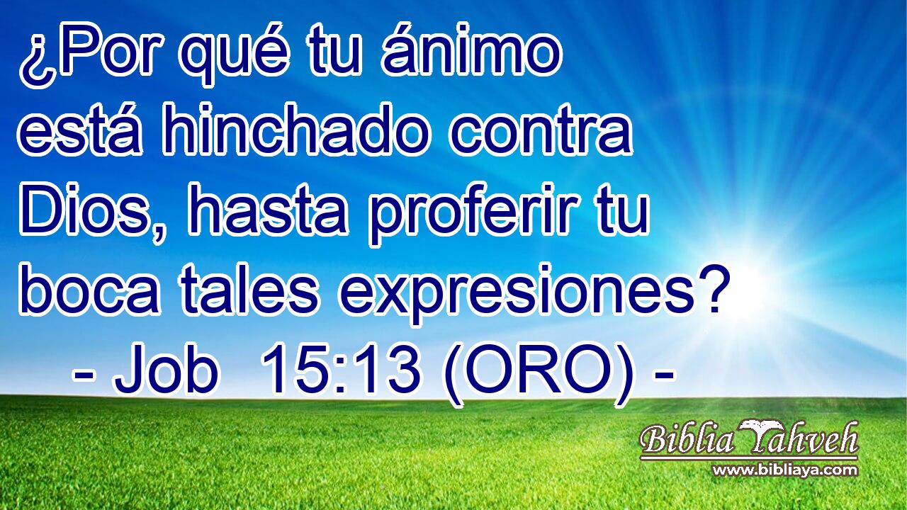  ¿Por qué tu ánimo está hinchado contra Dios, hasta proferir tu boca tales expresiones? 