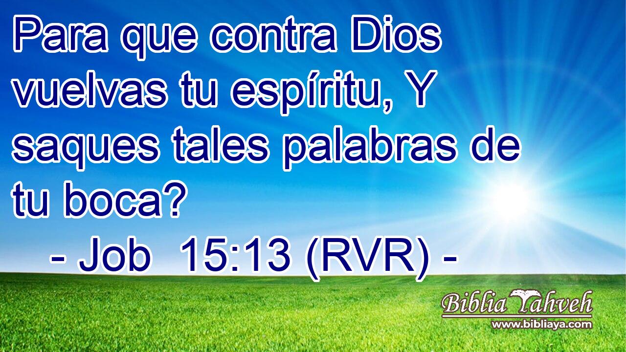 Para que contra Dios vuelvas tu espíritu, Y saques tales palabras de tu boca?