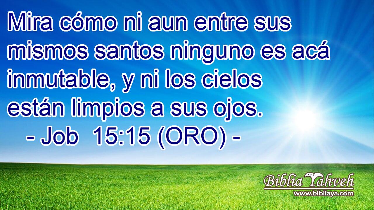  Mira cómo ni aun entre sus mismos santos ninguno es acá inmutable, y ni los cielos están limpios a sus ojos. 