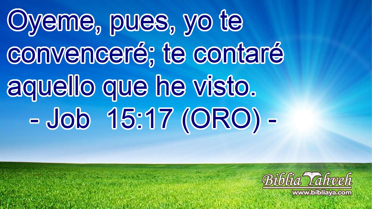  Oyeme, pues, yo te convenceré; te contaré aquello que he visto. 
