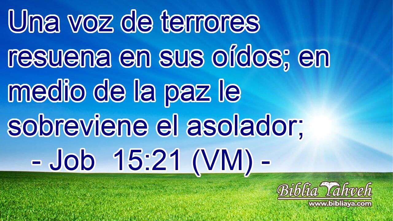  Una voz de terrores resuena en sus oídos; en medio de la paz le sobreviene el asolador; 