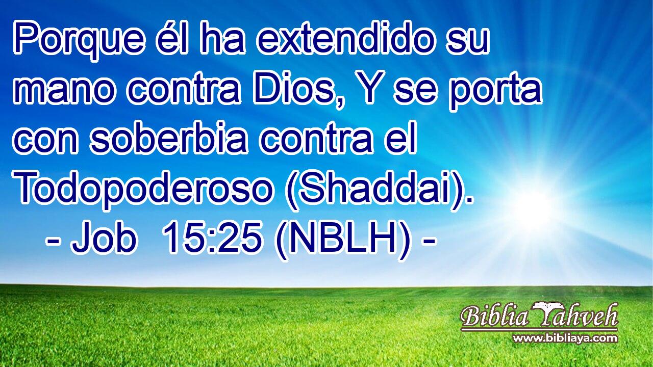  Porque él ha extendido su mano contra Dios, Y se porta con soberbia contra el Todopoderoso (Shaddai). 