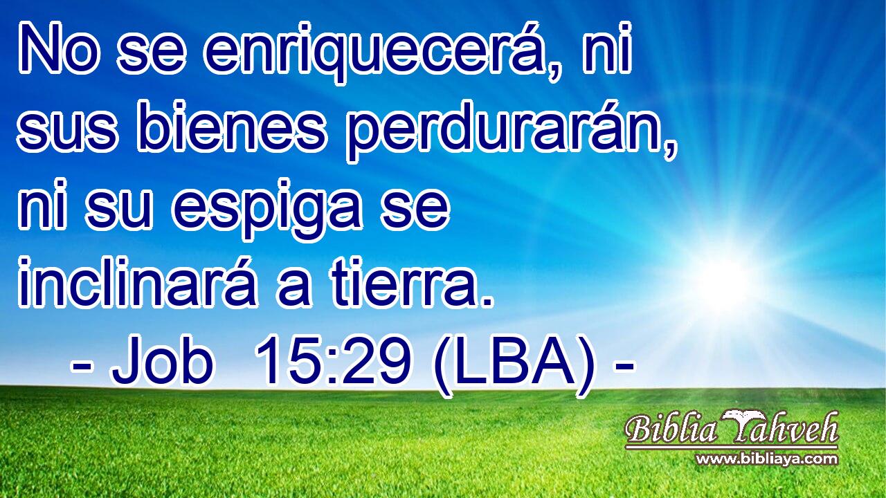 No se enriquecerá, ni sus bienes perdurarán, ni su espiga se inclinará a tierra.