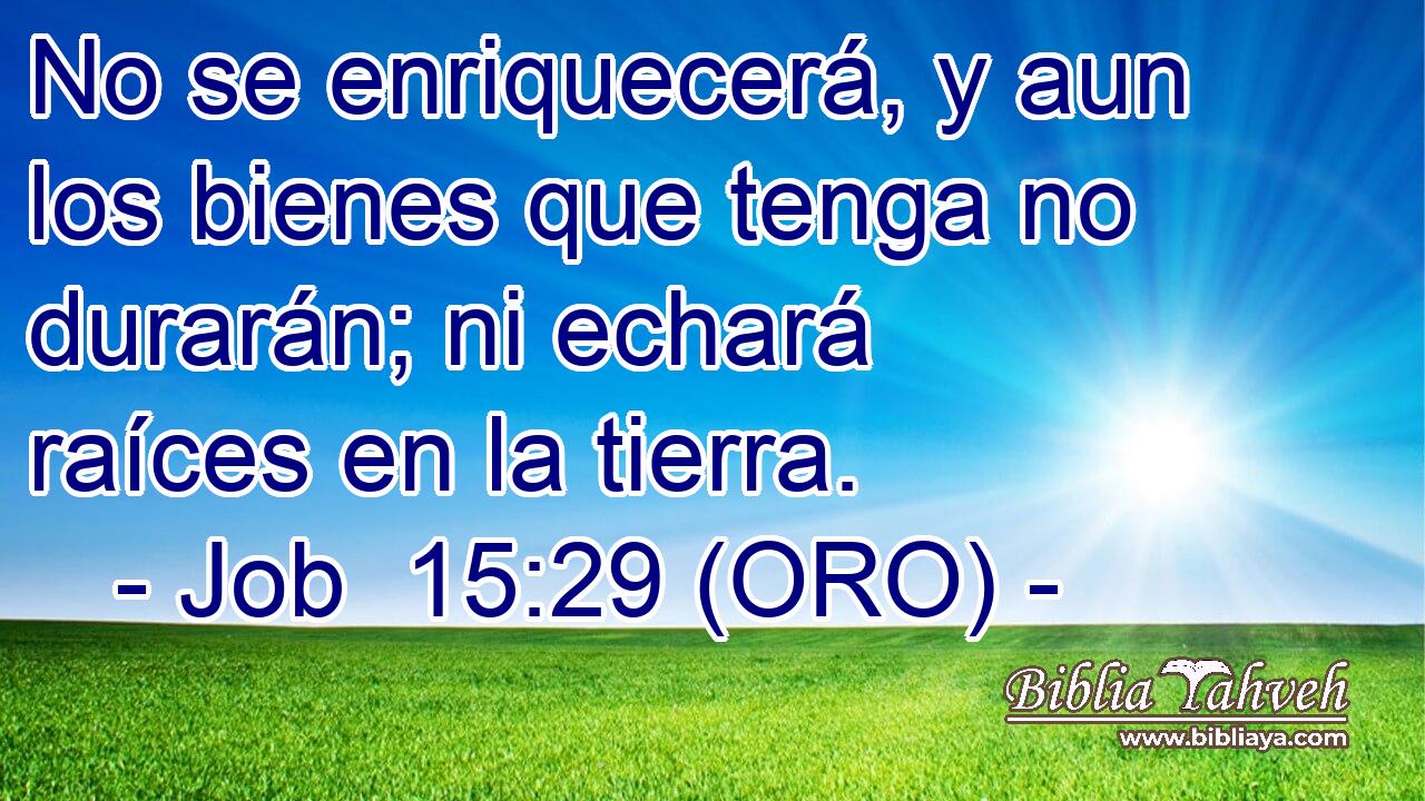  No se enriquecerá, y aun los bienes que tenga no durarán; ni echará raíces en la tierra. 