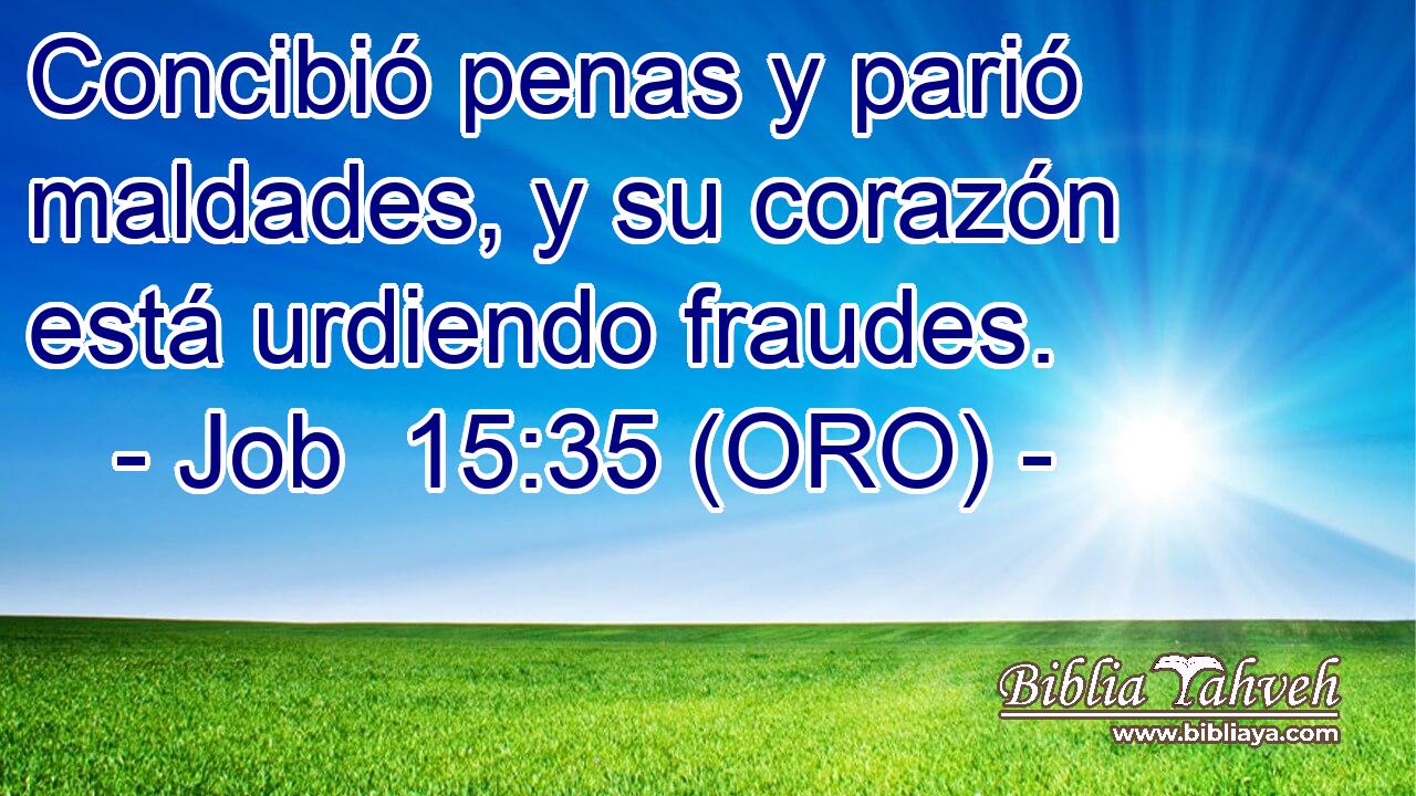  Concibió penas y parió maldades, y su corazón está urdiendo fraudes. 