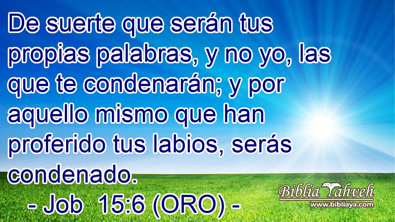  De suerte que serán tus propias palabras, y no yo, las que te condenarán; y por aquello mismo que han proferido tus labios, serás condenado. 