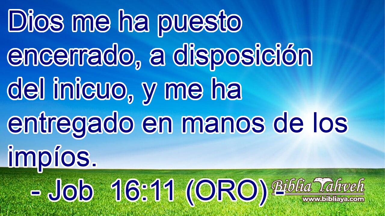 Dios me ha puesto encerrado, a disposición del inicuo, y me ha entregado en manos de los impíos. 