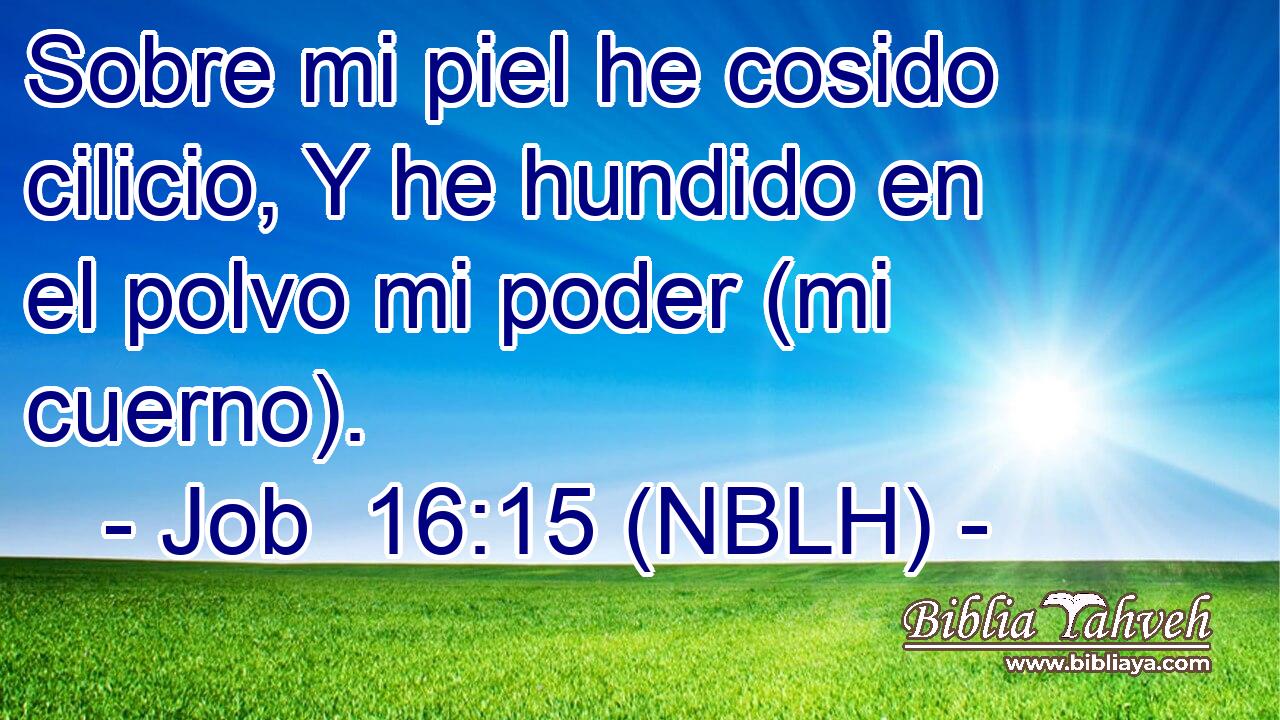  Sobre mi piel he cosido cilicio, Y he hundido en el polvo mi poder (mi cuerno). 