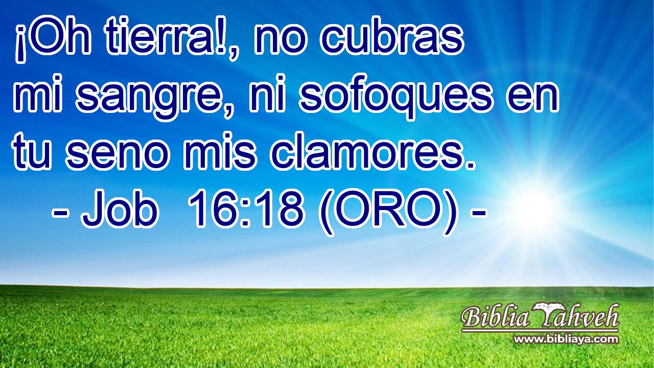  ¡Oh tierra!, no cubras mi sangre, ni sofoques en tu seno mis clamores. 