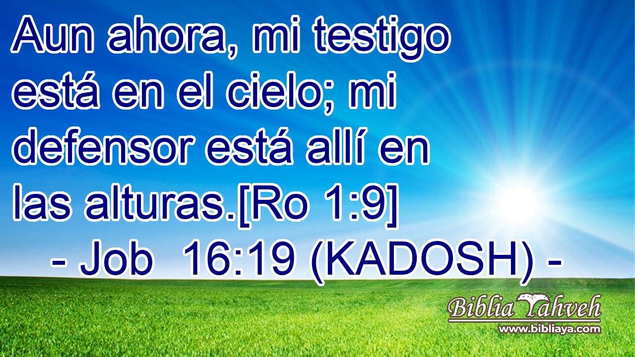  Aun ahora, mi testigo está en el cielo; mi defensor está allí en las alturas.[Ro 1:9] 