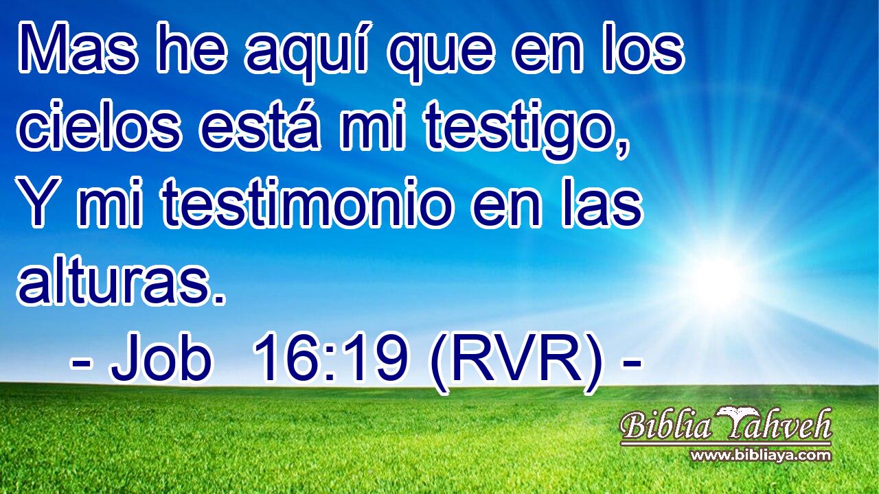 Mas he aquí que en los cielos está mi testigo, Y mi testimonio en las alturas.