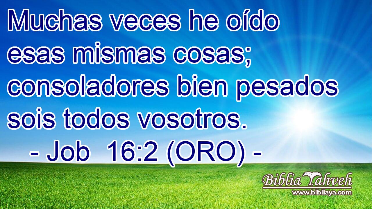  Muchas veces he oído esas mismas cosas; consoladores bien pesados sois todos vosotros. 