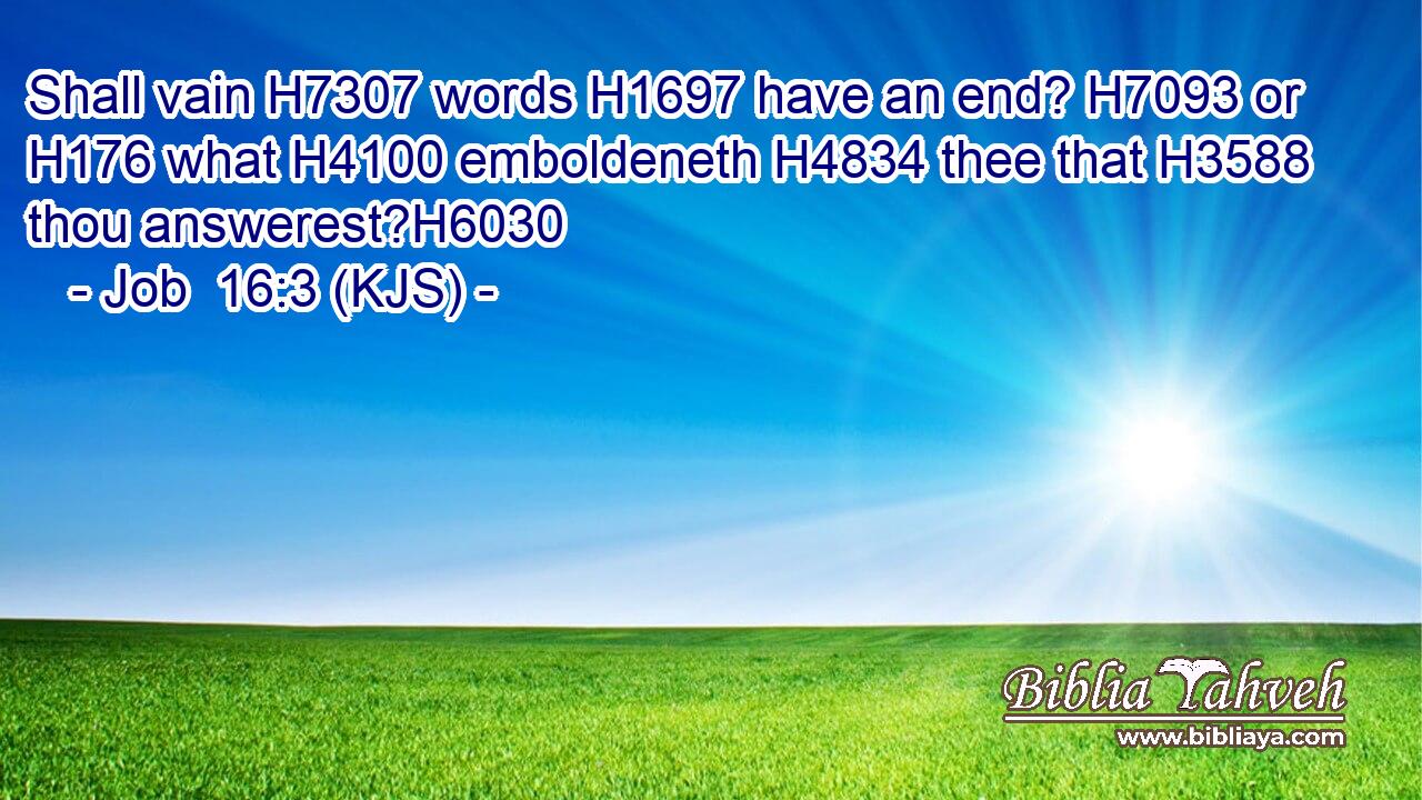 Shall vain H7307 words H1697 have an end? H7093 or H176 what H4100 emboldeneth H4834 thee that H3588 thou answerest?H6030
