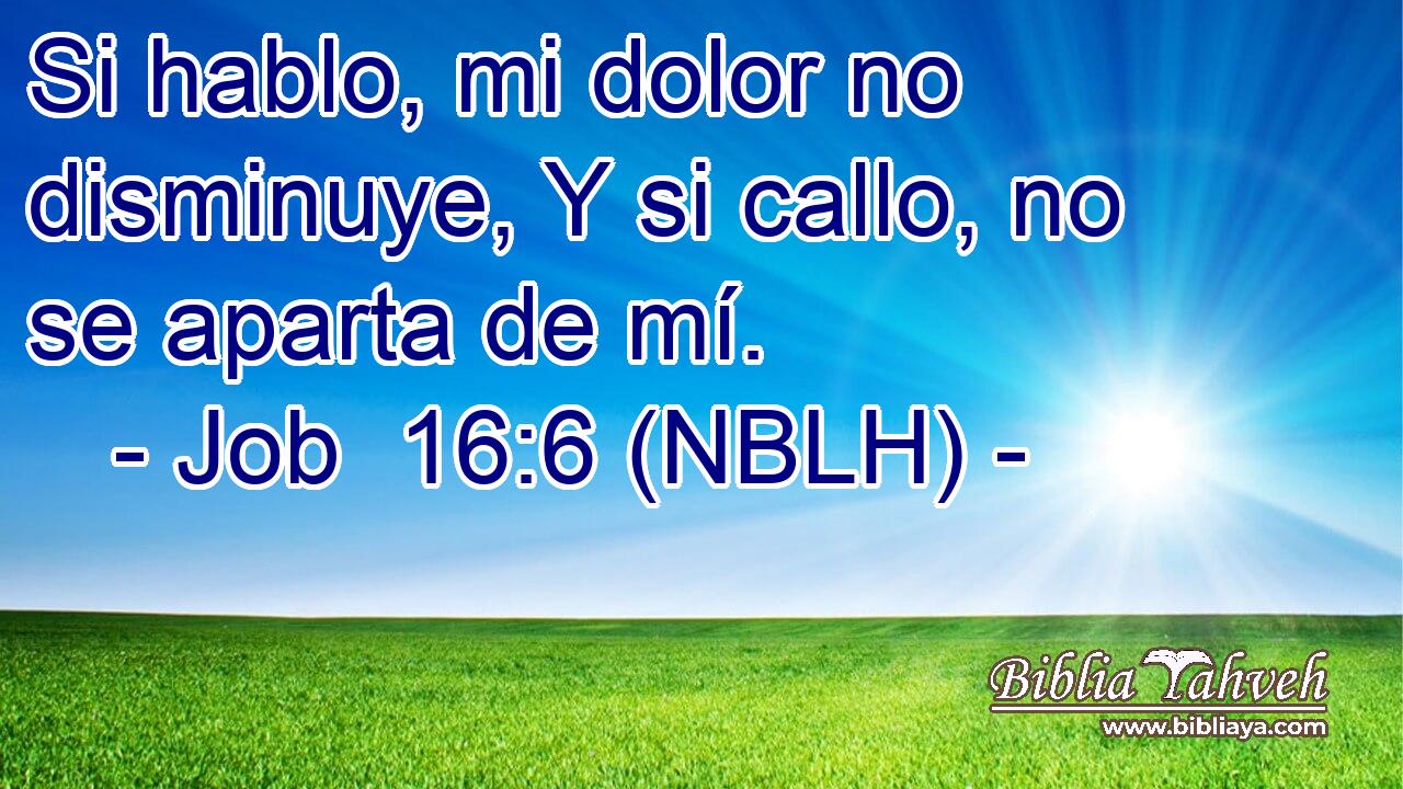  Si hablo, mi dolor no disminuye, Y si callo, no se aparta de mí. 