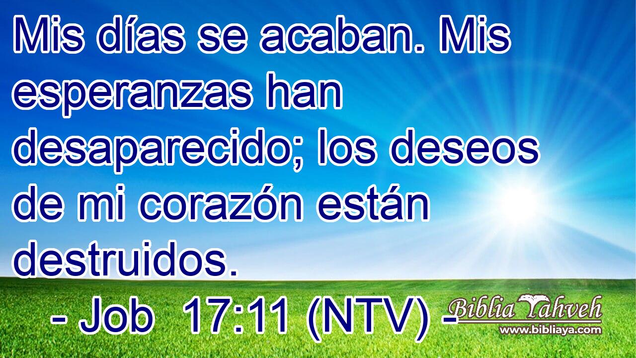 Mis días se acaban. Mis esperanzas han desaparecido; los deseos de mi corazón están destruidos.