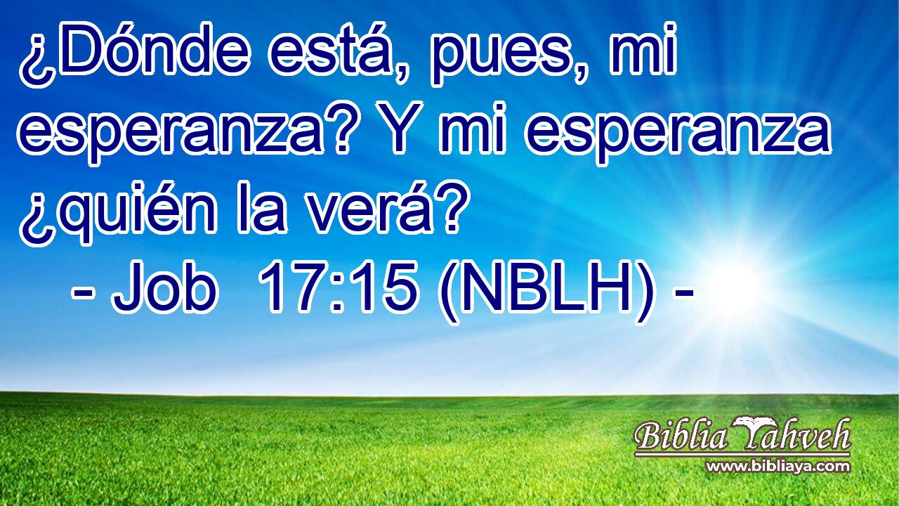  ¿Dónde está, pues, mi esperanza? Y mi esperanza ¿quién la verá? 