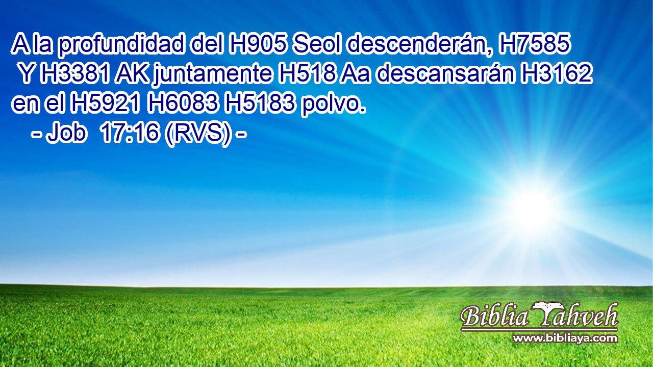 A la profundidad del H905 Seol descenderán, H7585  Y H3381 AK juntamente H518 Aa descansarán H3162  en el H5921 H6083 H5183 polvo. 
