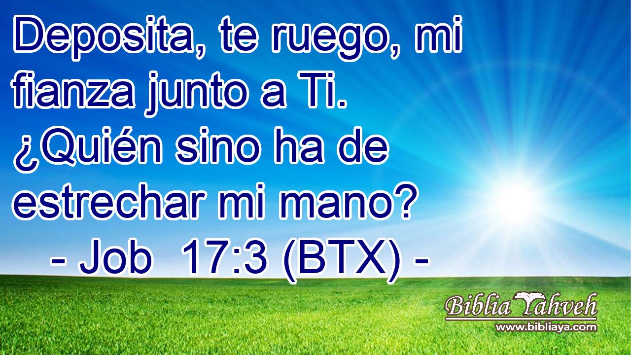 Deposita, te ruego, mi fianza junto a Ti. ¿Quién sino ha de estrechar mi mano?