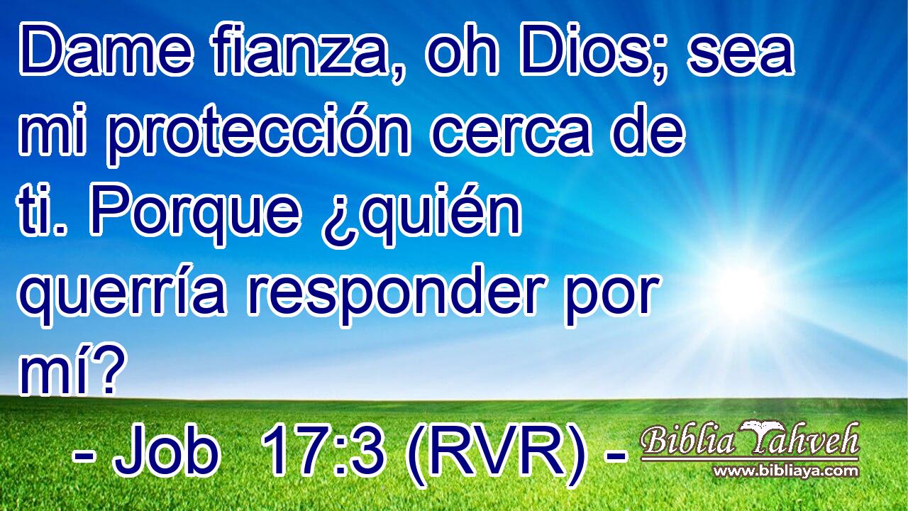 Dame fianza, oh Dios; sea mi protección cerca de ti. Porque ¿quién querría responder por mí?