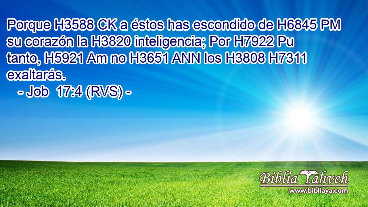 Porque H3588 CK a éstos has escondido de H6845 PM su corazón la H3820 inteligencia; Por H7922 Pu tanto, H5921 Am no H3651 ANN los H3808 H7311 exaltarás. 