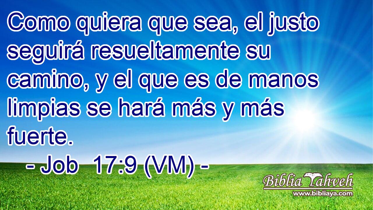 Como quiera que sea, el justo seguirá resueltamente su camino, y el que es de manos limpias se hará más y más fuerte. 