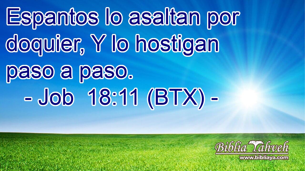 Espantos lo asaltan por doquier, Y lo hostigan paso a paso.