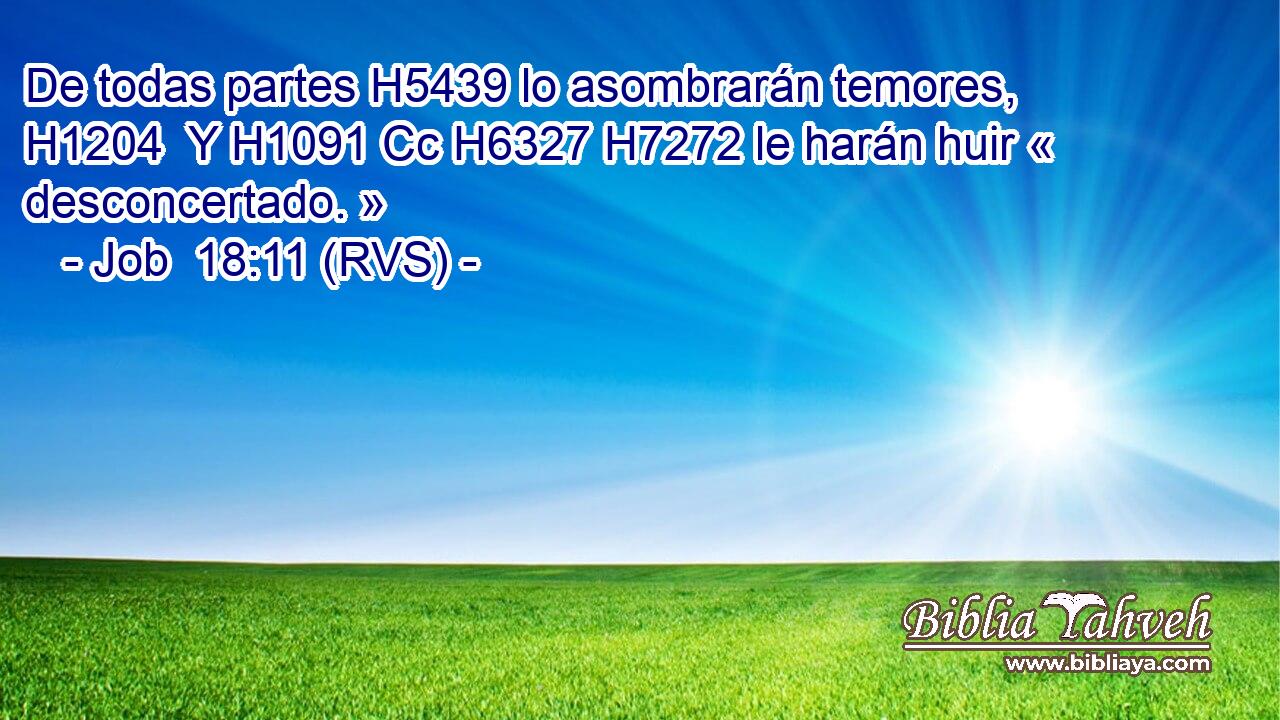 De todas partes H5439 lo asombrarán temores, H1204  Y H1091 Cc H6327 H7272 le harán huir « desconcertado. » 
