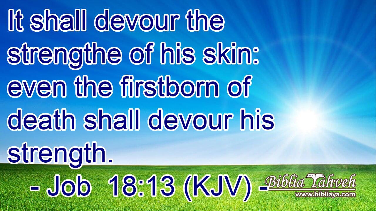 It shall devour the strengthe of his skin: even the firstborn of death shall devour his strength.