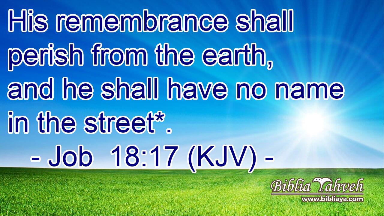His remembrance shall perish from the earth, and he shall have no name in the street*.