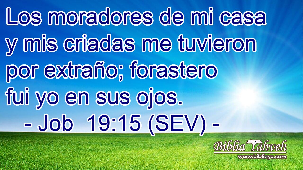 Los moradores de mi casa y mis criadas me tuvieron por extraño; forastero fui yo en sus ojos.