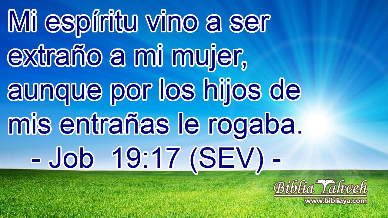 Mi espíritu vino a ser extraño a mi mujer, aunque por los hijos de mis entrañas le rogaba.