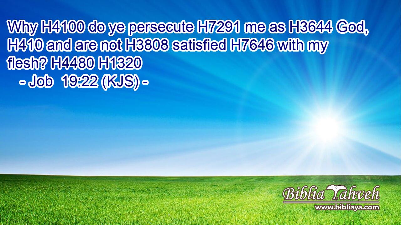 Why H4100 do ye persecute H7291 me as H3644 God, H410 and are not H3808 satisfied H7646 with my flesh? H4480 H1320