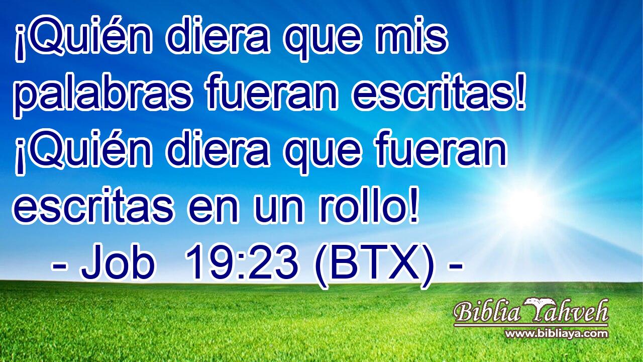 ¡Quién diera que mis palabras fueran escritas! ¡Quién diera que fueran escritas en un rollo!