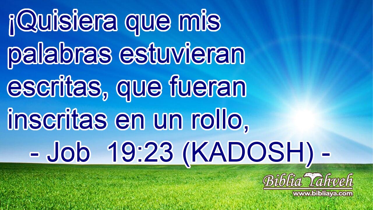  ¡Quisiera que mis palabras estuvieran escritas, que fueran inscritas en un rollo, 