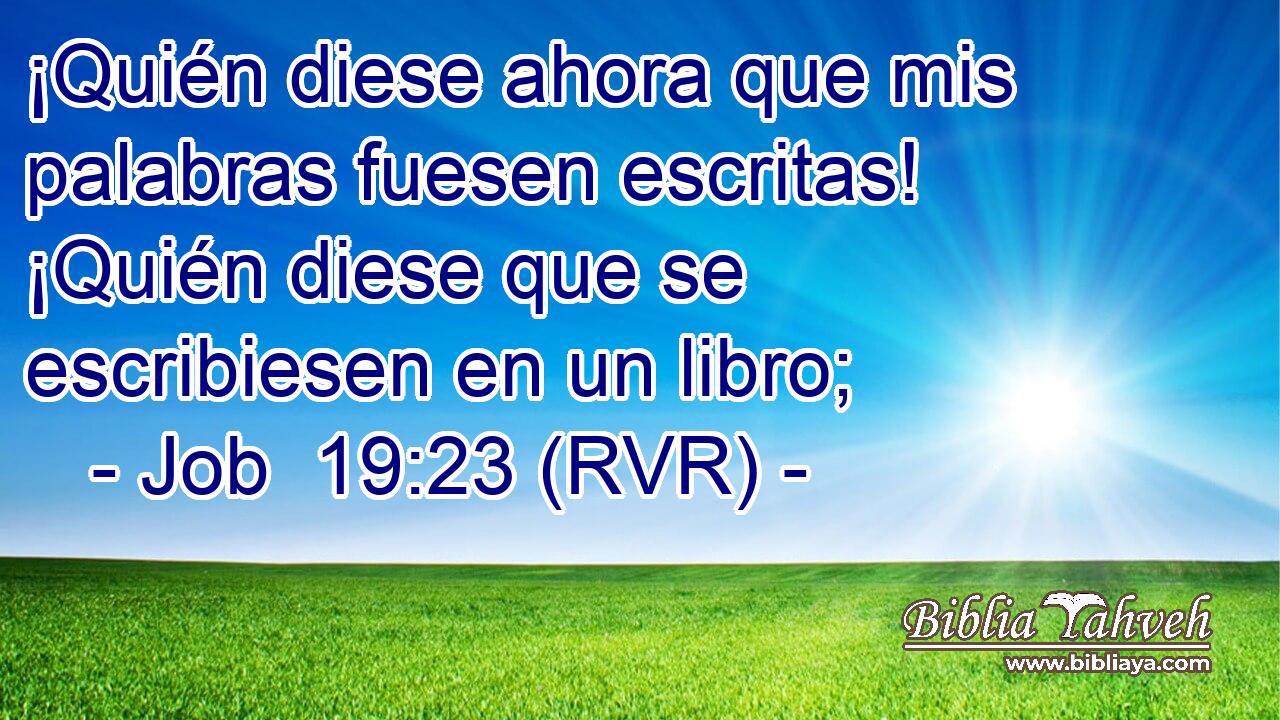 ¡Quién diese ahora que mis palabras fuesen escritas! ¡Quién diese que se escribiesen en un libro;