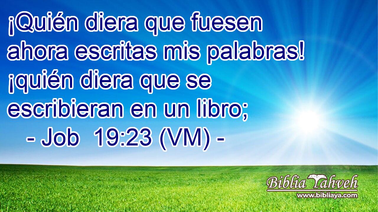  ¡Quién diera que fuesen ahora escritas mis palabras! ¡quién diera que se escribieran en un libro; 