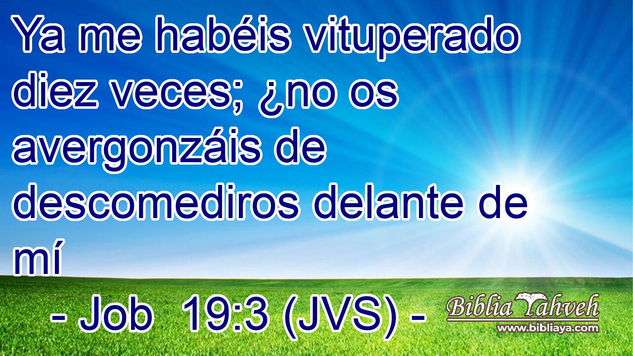 Ya me habéis vituperado diez veces; ¿no os avergonzáis de descomediros delante de mí
