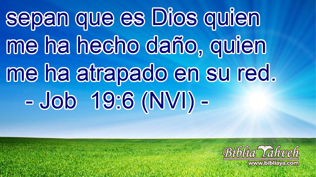  sepan que es Dios quien me ha hecho daño, quien me ha atrapado en su red. 