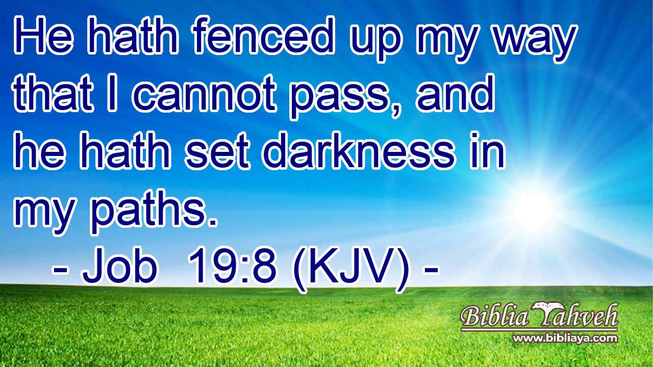 He hath fenced up my way that I cannot pass, and he hath set darkness in my paths.
