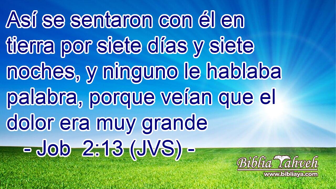 Así se sentaron con él en tierra por siete días y siete noches, y ninguno le hablaba palabra, porque veían que el dolor era muy grande