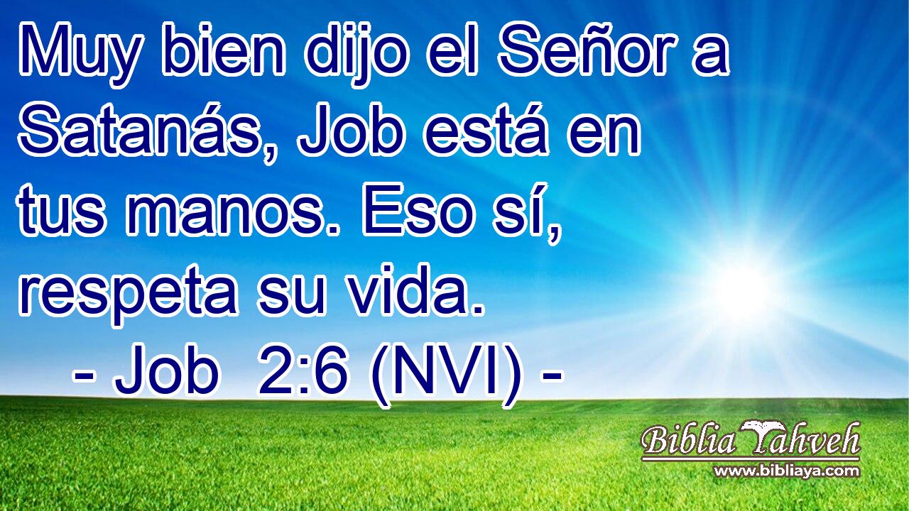  Muy bien dijo el Señor a Satanás, Job está en tus manos. Eso sí, respeta su vida. 