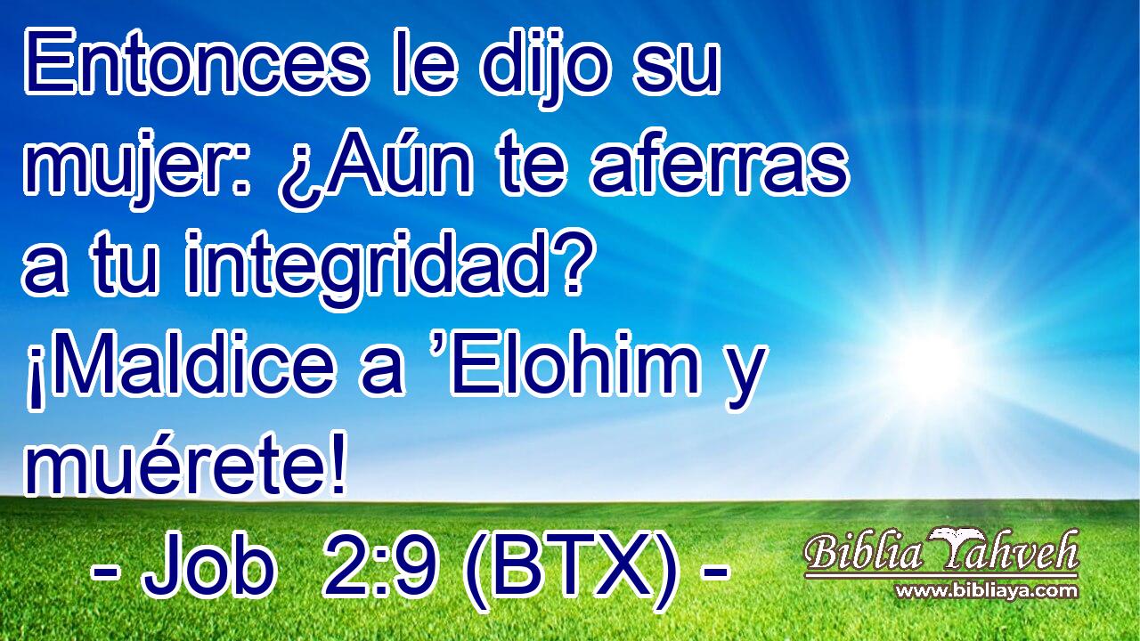 Entonces le dijo su mujer: ¿Aún te aferras a tu integridad? ¡Maldice a ’Elohim y muérete!