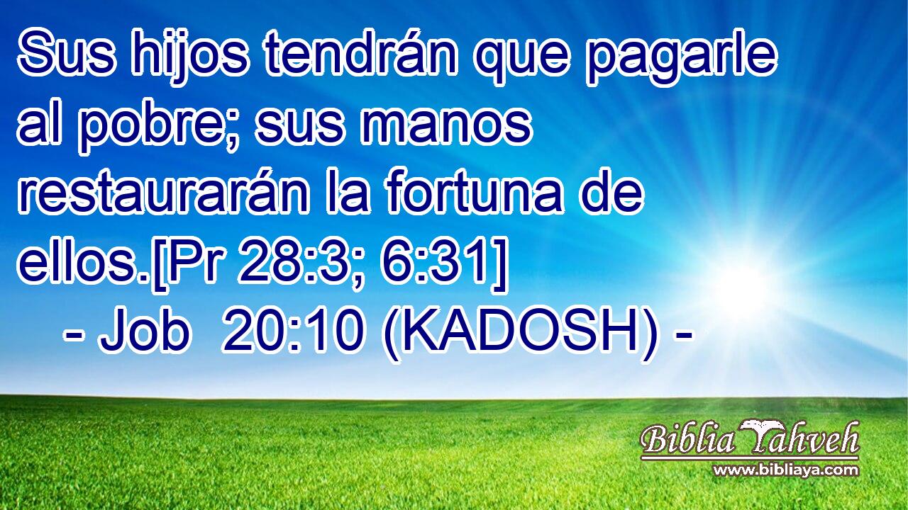  Sus hijos tendrán que pagarle al pobre; sus manos restaurarán la fortuna de ellos.[Pr 28:3; 6:31] 