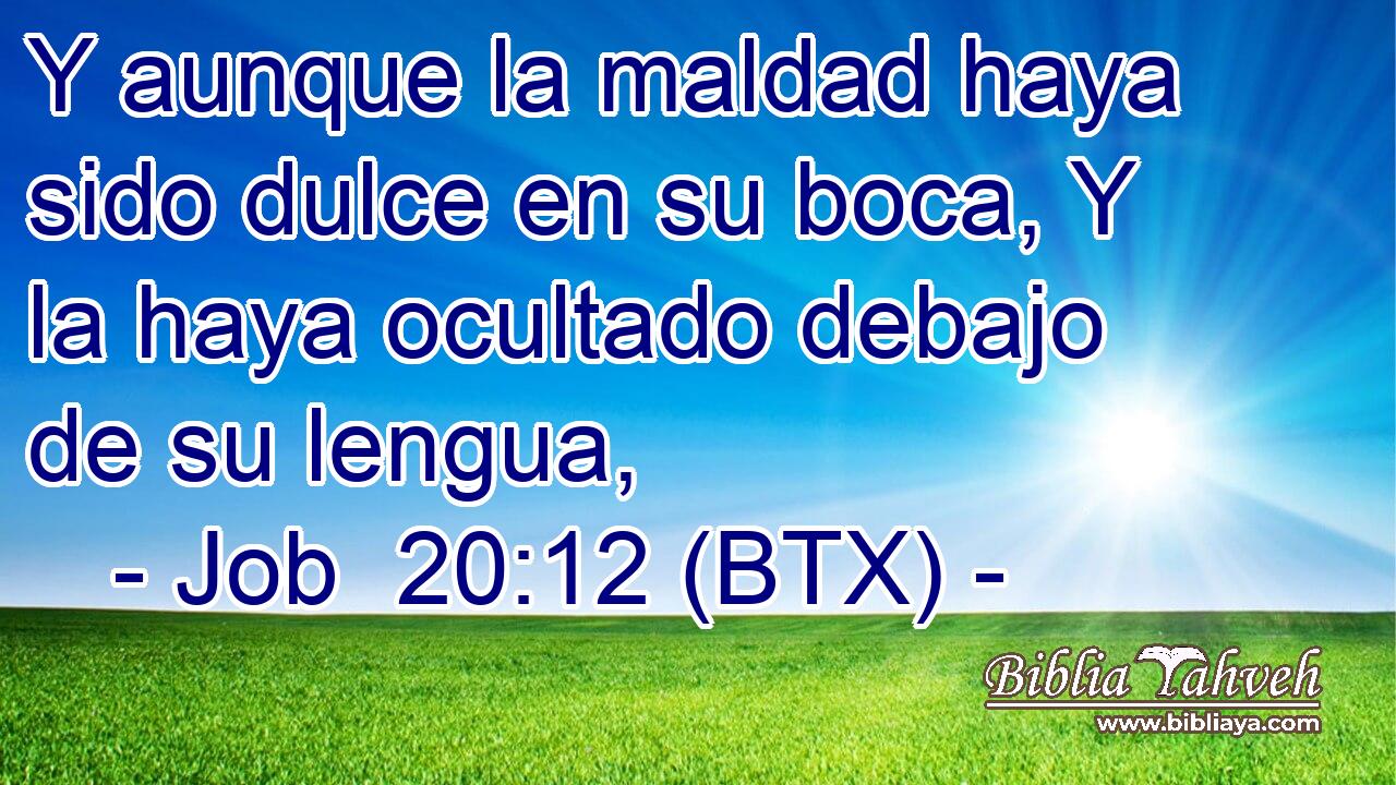Y aunque la maldad haya sido dulce en su boca, Y la haya ocultado debajo de su lengua,